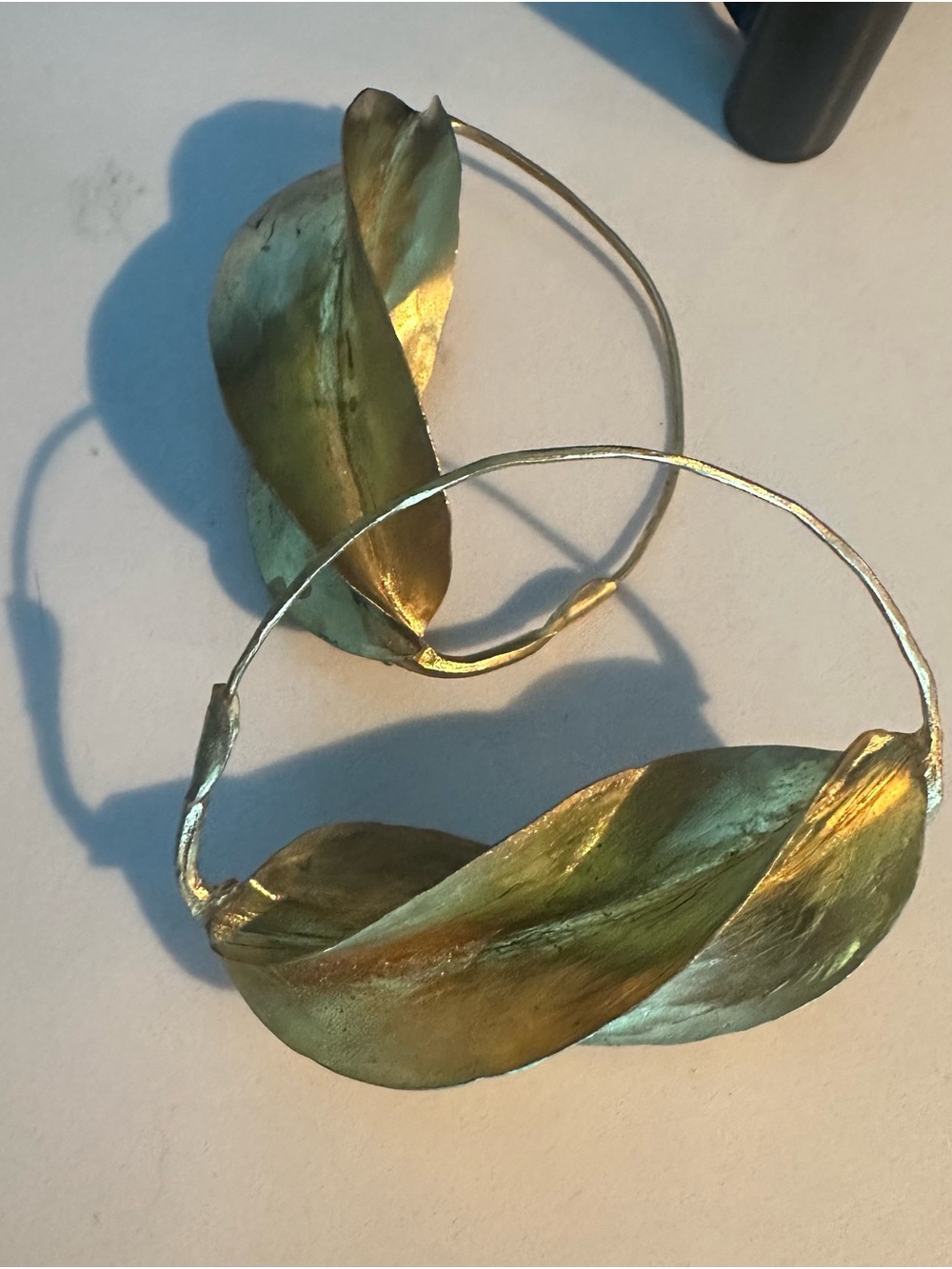 Gold Leaf Hoop Earrings - Women’s Botanical African Style Large Hoop Jewelry
